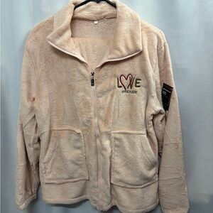 Moolmeyno Lounge Set Peachy Pink Fleece Zip-Up Jacket and Jogger Pants